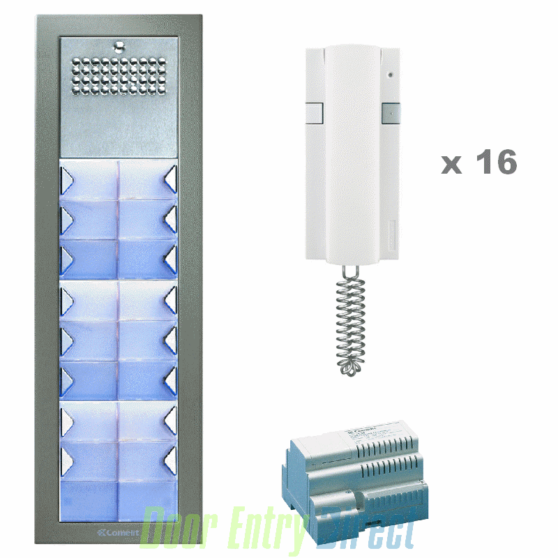 KCPTFA-16 Comelit   Powercom 16 way, 4+n audio kit, flush panel