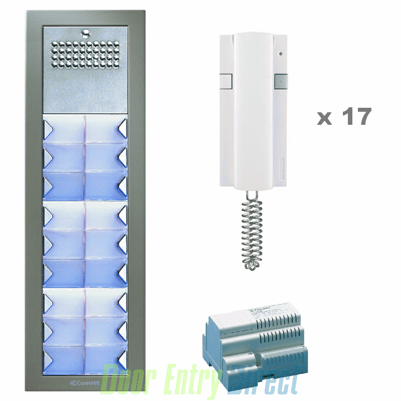KCPTFA-17 Comelit   Powercom 17 way, 4+n audio kit, flush panel