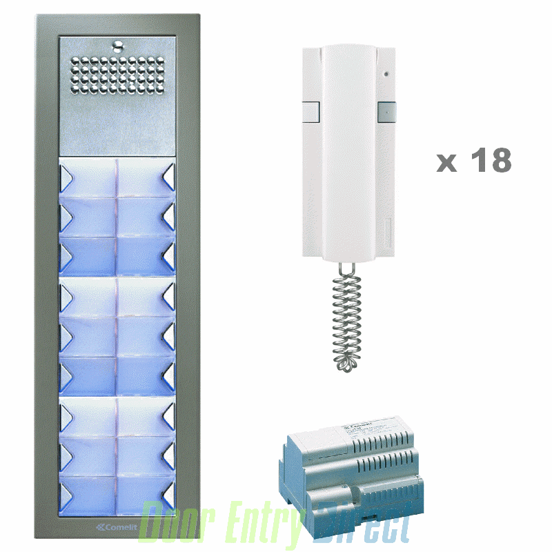 KCPTFA-18 Comelit   Powercom 18 way, 4+n audio kit, flush panel