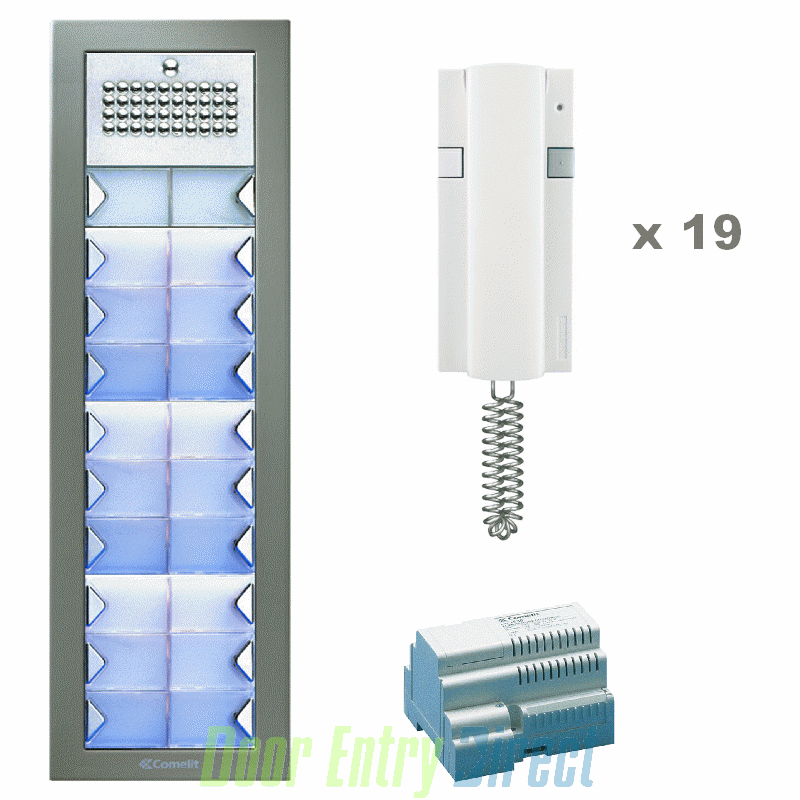 KCPTFA-19 Comelit   Powercom 19 way, 4+n audio kit, flush panel