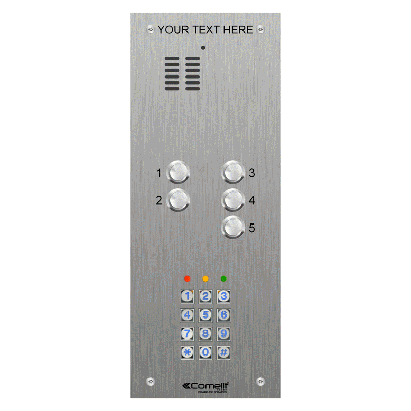 VK4105/05 Comelit 5 button, VR s.steel engravable iKall audio + keypad