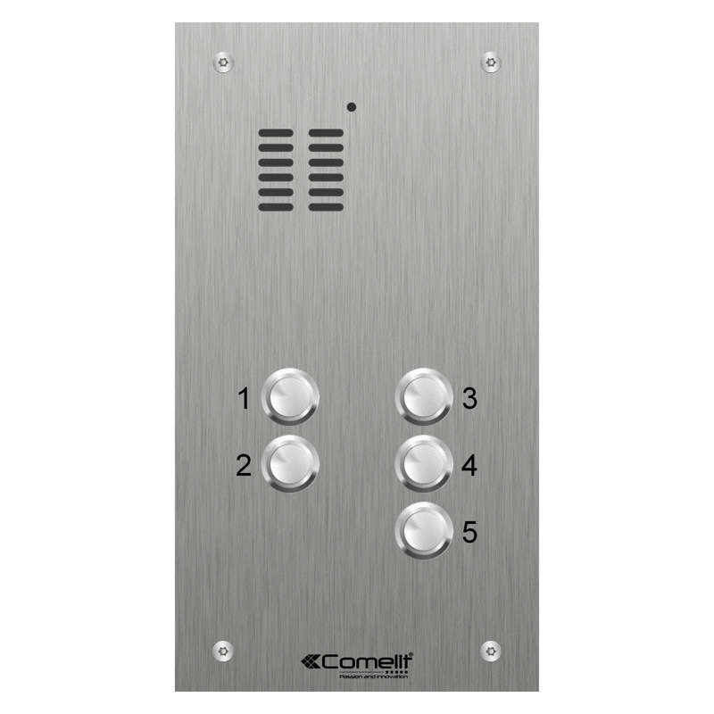 VK4105 Comelit 5 button, VR s.steel engravable iKall audio panel