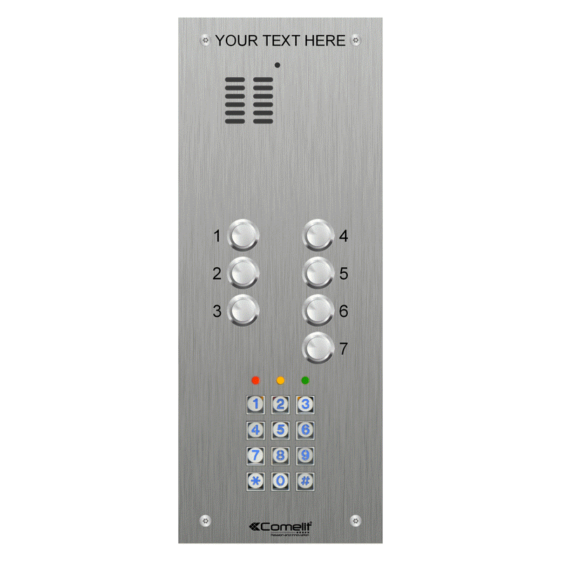 VK4107/05 Comelit 7 button, VR s.steel engravable iKall audio + keypad