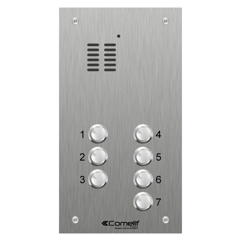VK4107 Comelit 7 button, VR s.steel engravable iKall audio panel