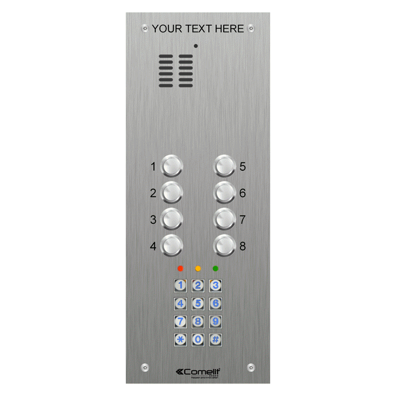 VK4108/05 Comelit 8 button, VR s.steel engravable iKall audio + keypad