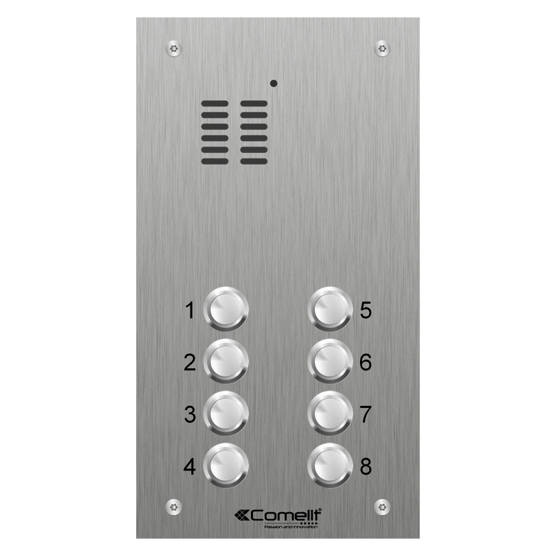 VK4108 Comelit 8 button, VR s.steel engravable iKall audio panel