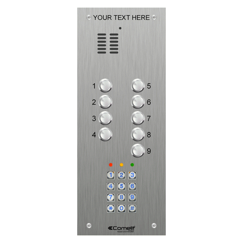 VK4109/05 Comelit 9 button, VR s.steel engravable iKall audio + keypad