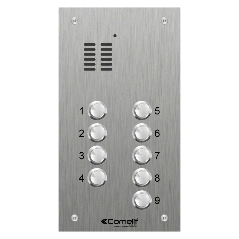 VK4109 Comelit 9 button, VR s.steel engravable iKall audio panel