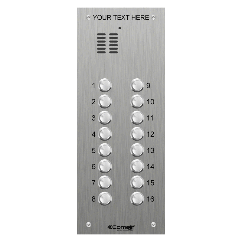 VK4116 Comelit 16 button, VR s.steel engravable iKall audio panel