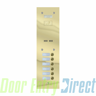 9200/A6-P 6 button brass entrance panel                     115mm wide