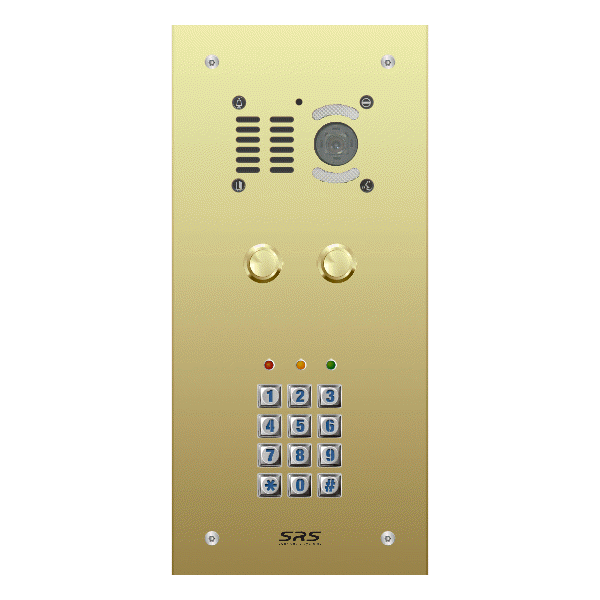 EK02V/B/F/05 Comelit   02 button, brass, video + keypad panel, flush