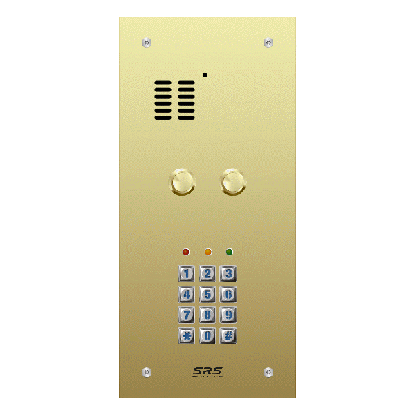 ES02A/B/F/05 Comelit   02 button, brass, audio + keypad panel, flush