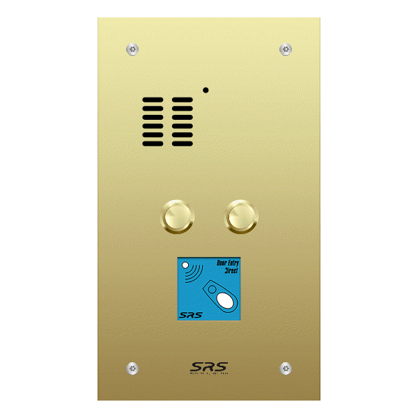 ES02A/B/F/08 Comelit   02 button, brass, audio + prox panel, flush
