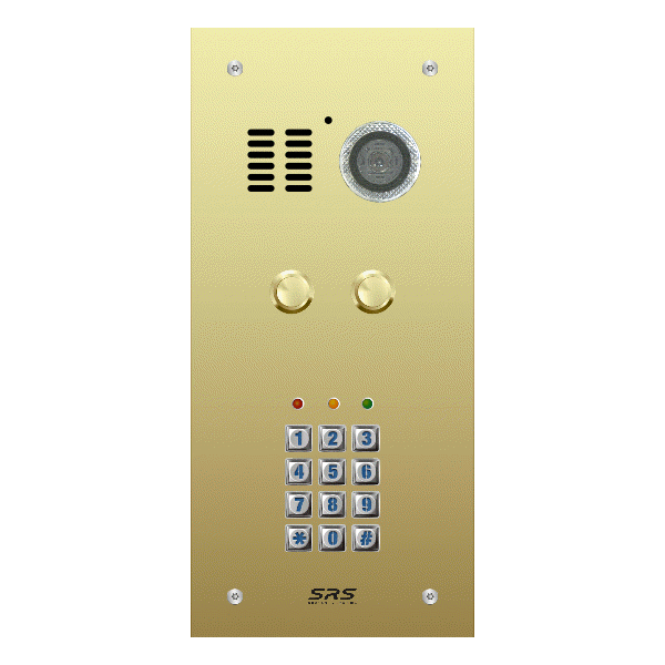 ES02V/B/F/05 Comelit   02 button, brass, video + keypad panel, flush