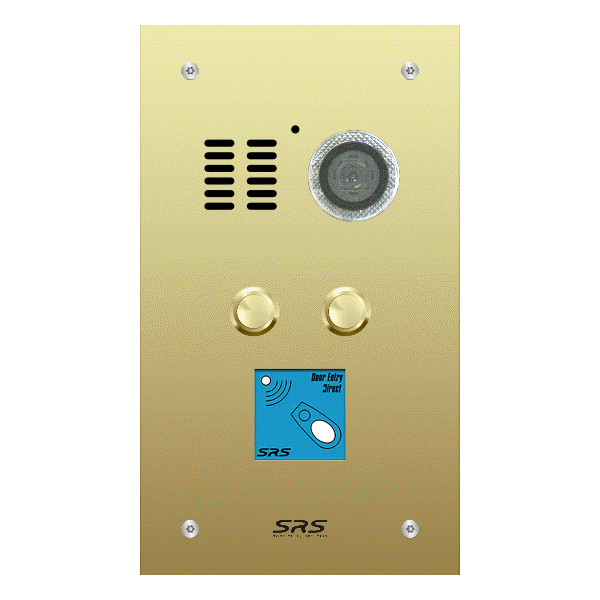 ES02V/B/F/08 Comelit   02 button, brass, video + prox panel, flush
