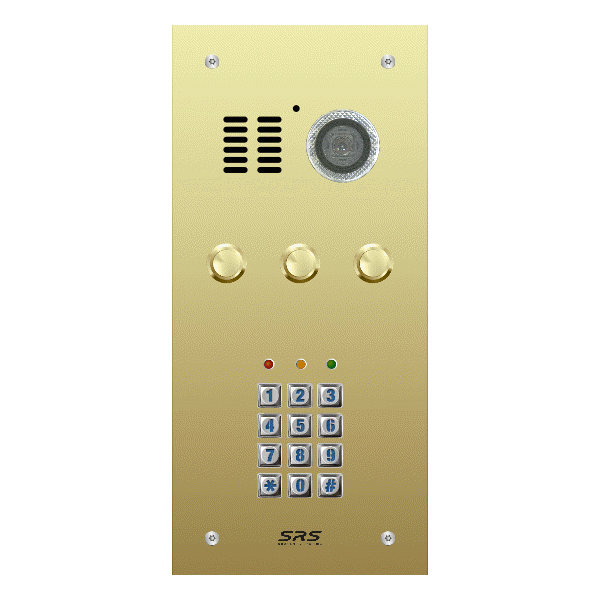 ES03V/B/F/05 Comelit   03 button, brass, video + keypad panel, flush
