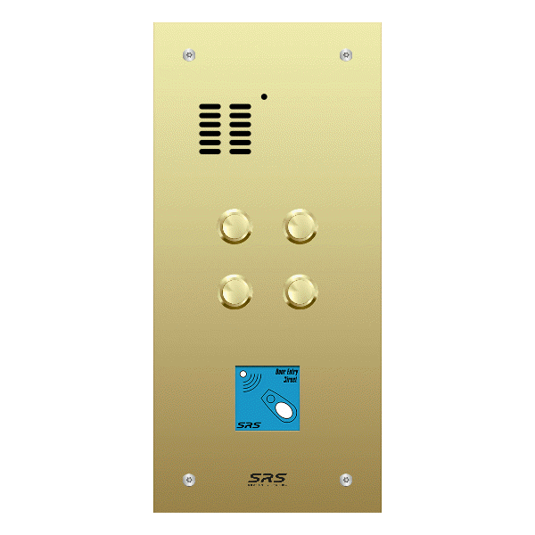 ES04A/B/F/08 Comelit   04 button, brass, audio + prox panel, flush
