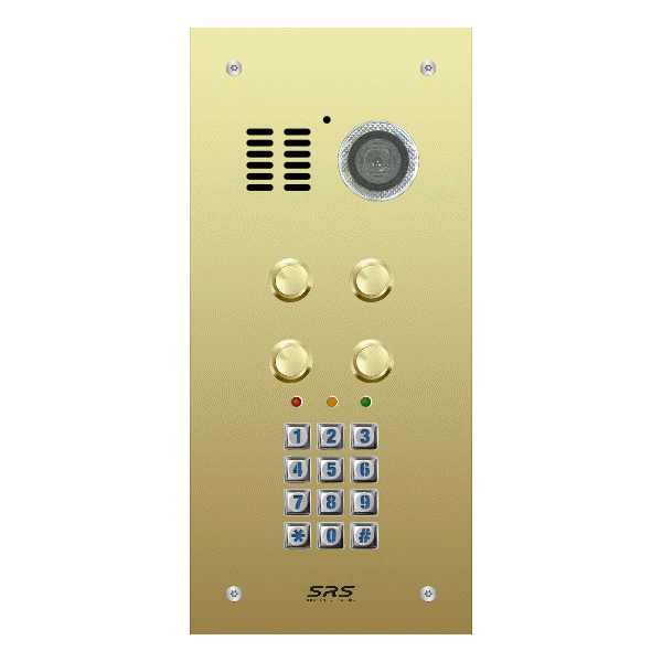 ES04V/B/F/05 Comelit   04 button, brass, video + keypad panel, flush