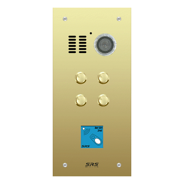 ES04V/B/F/08 Comelit   04 button, brass, video + prox panel, flush