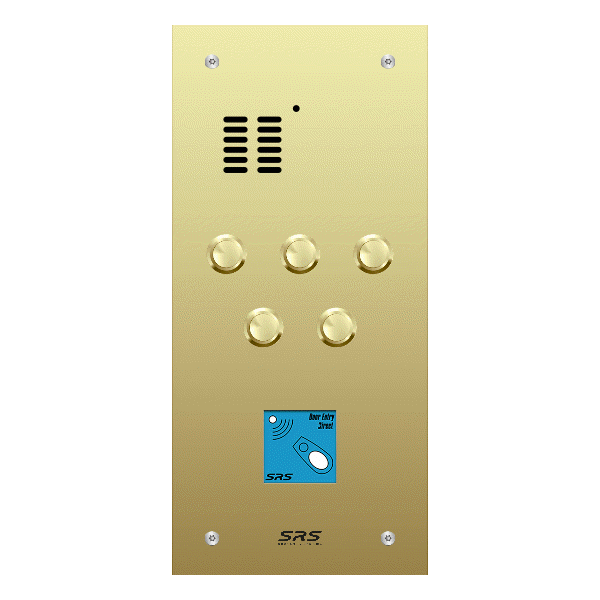ES05A/B/F/08 Comelit   05 button, brass, audio + prox panel, flush