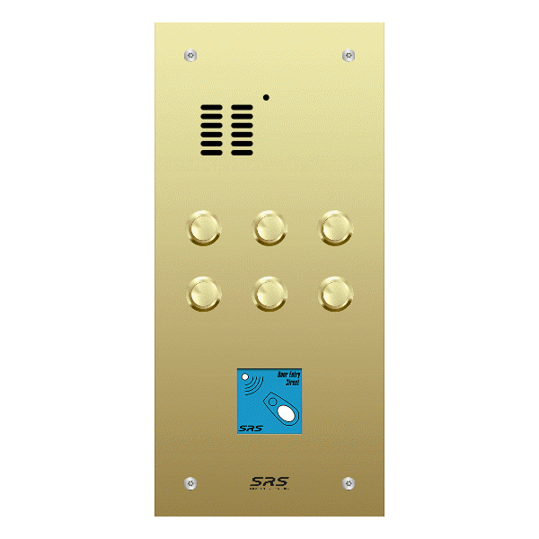 ES06A/B/F/08 Comelit   06 button, brass, audio + prox panel, flush