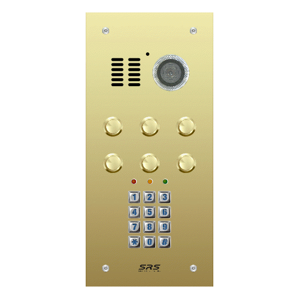ES06V/B/F/05 Comelit   06 button, brass, video + keypad panel, flush