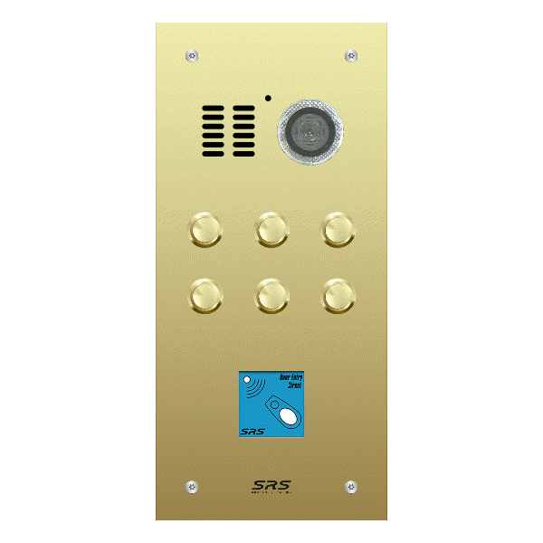 ES06V/B/F/08 Comelit   06 button, brass, video + prox panel, flush