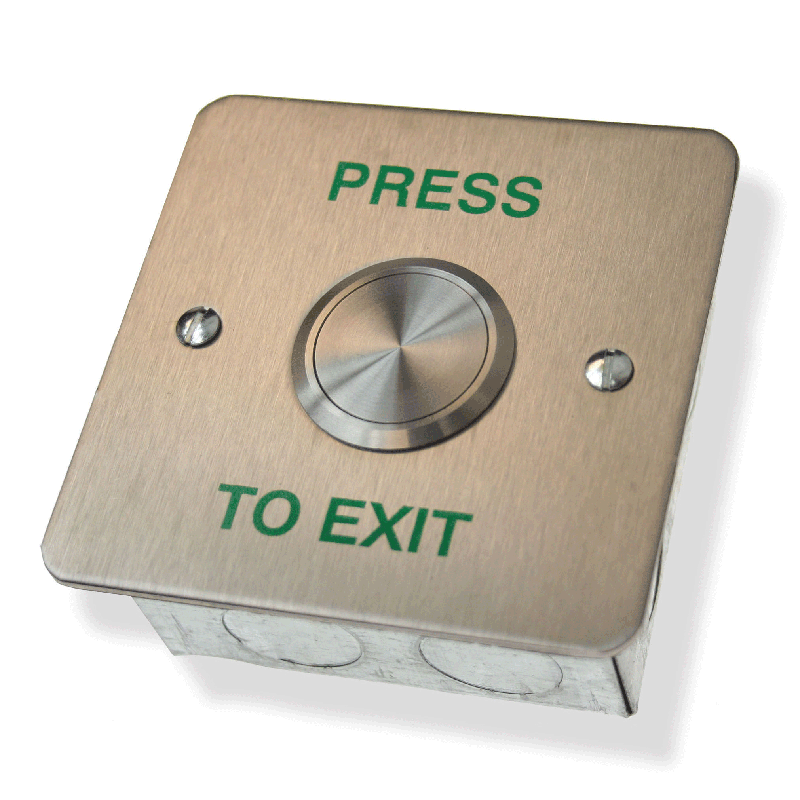 DRB6F-PTE Surface   s/steel exit button, ss 25mm, PTE    86x86