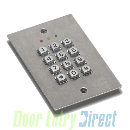 DG26 Flush s. steel keypad with 2 relays,  10 user codes 12V DC