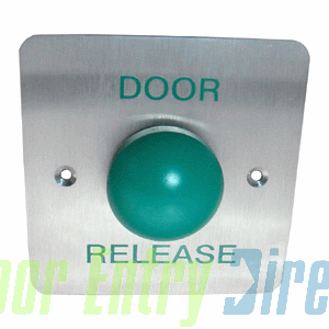 80956-DR Flush     Green Dome DOOR RELEASE button, s/steel 86x86