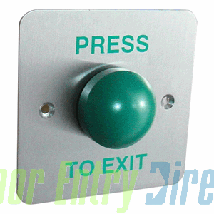 80956-PTE Flush SRS s/steel exit button, Green Dome, PTE    86x86