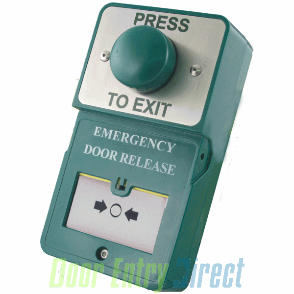 DU-GB/PTE Green Dome EXIT button & resettable BG  surface    160x90