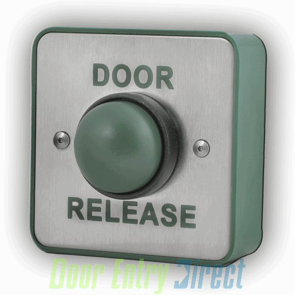 EBGB02DR Green Dome DOOR RELEASE button,stainless, surface, 1 gang