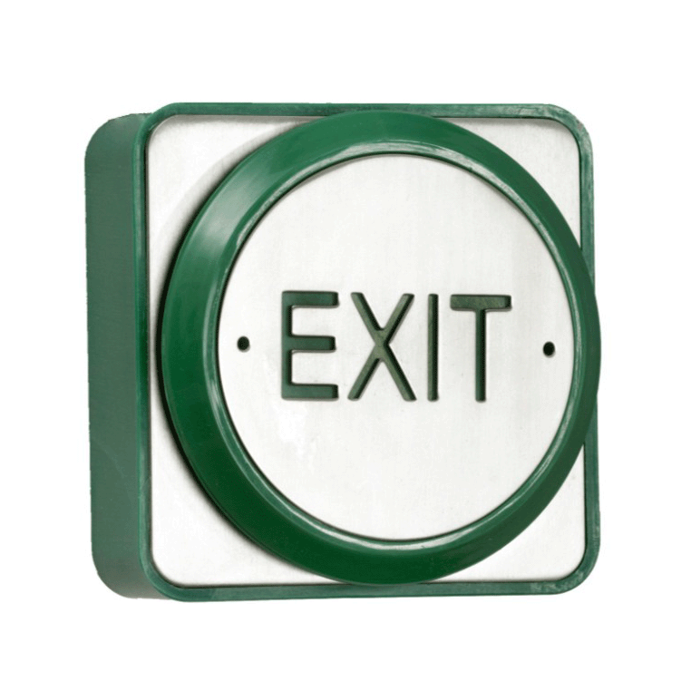 EBPP02 Green Dome EXIT button, stainless, flush/surface  85x85