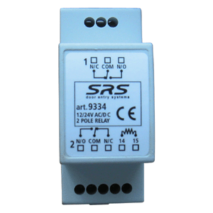 9334 DIN mount 2 pole relay 12/24V AC/DC, 2A