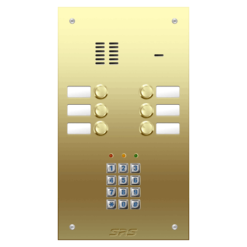 6406/05 06 way VR audio brass   panel, name wind. keypad  size D