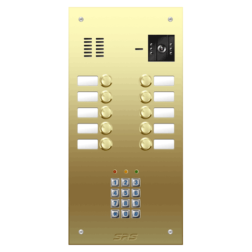 6810/05 10 button Brass   video panel, keypad, name win.  size D2