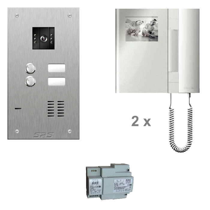 KC4702 02 way colour kit - stainless steel panel & T-line monitors