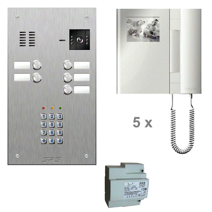 K4805/05 05 monitor kit - s/steel panel, keypad & T-line monitors