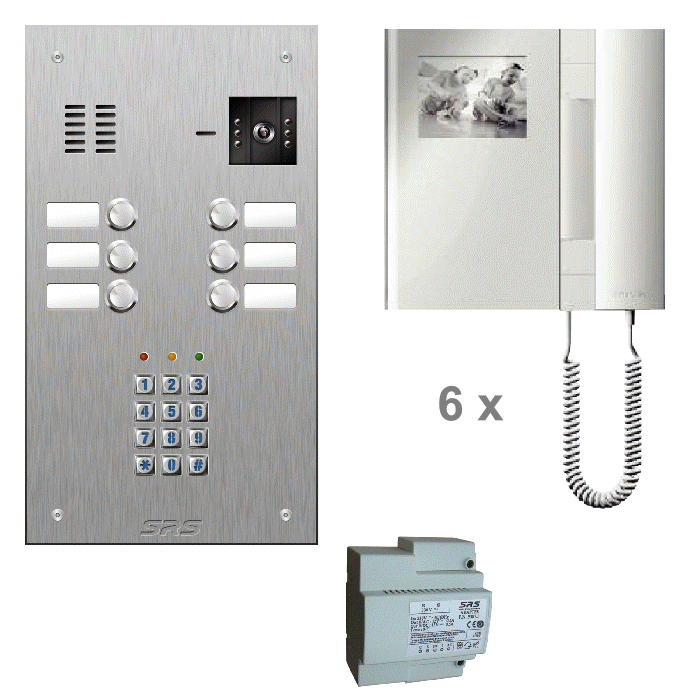 K4806/05 06 monitor kit - s/steel panel, keypad & T-line monitors