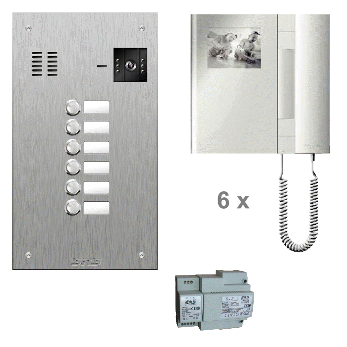 KC4806 06 way colour kit - stainless steel panel & T-line monitors