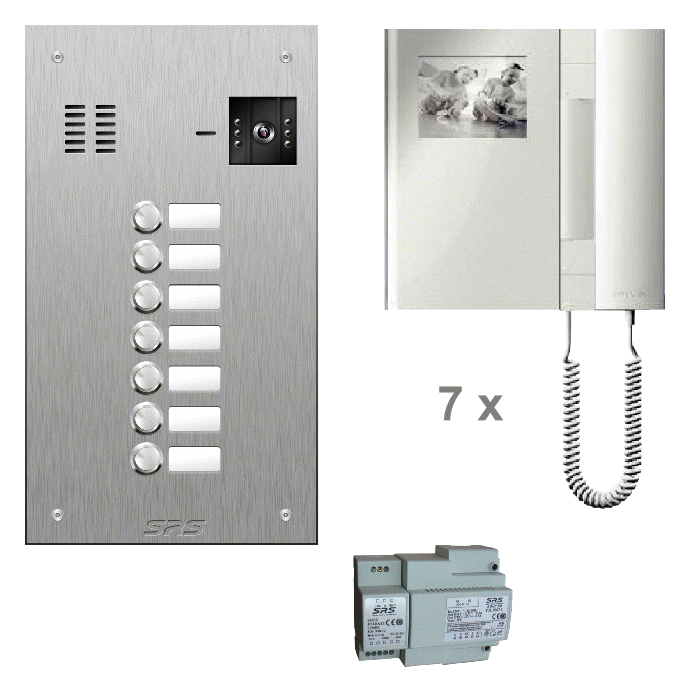 KC4807 07 way colour kit - stainless steel panel & T-line monitors