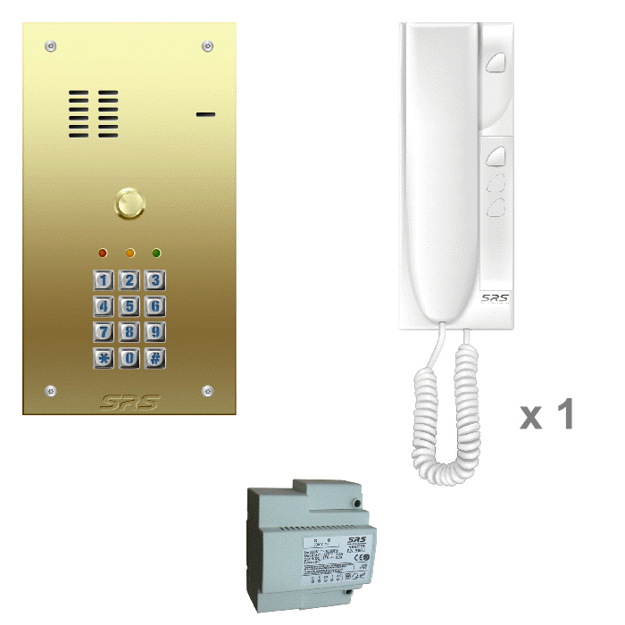 K6101/05 01 way VR door entry kit, brass   panel, keypad   engravable