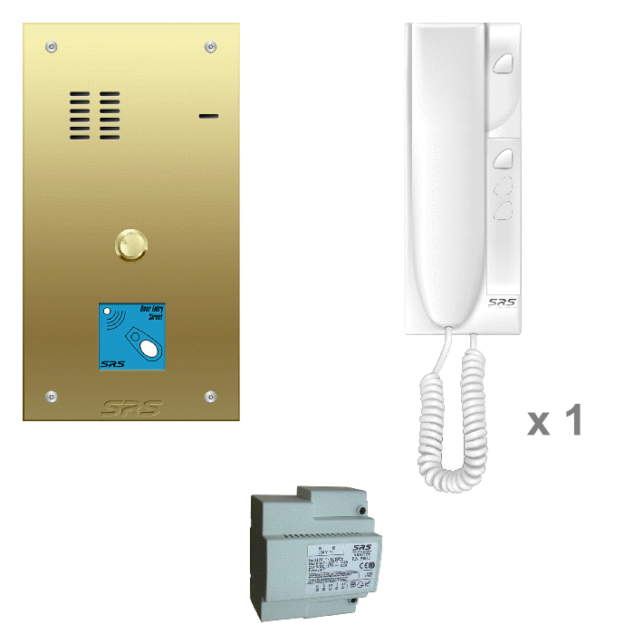 K6101/08 01 way VR door entry kit, brass   panel, prox.    engravable