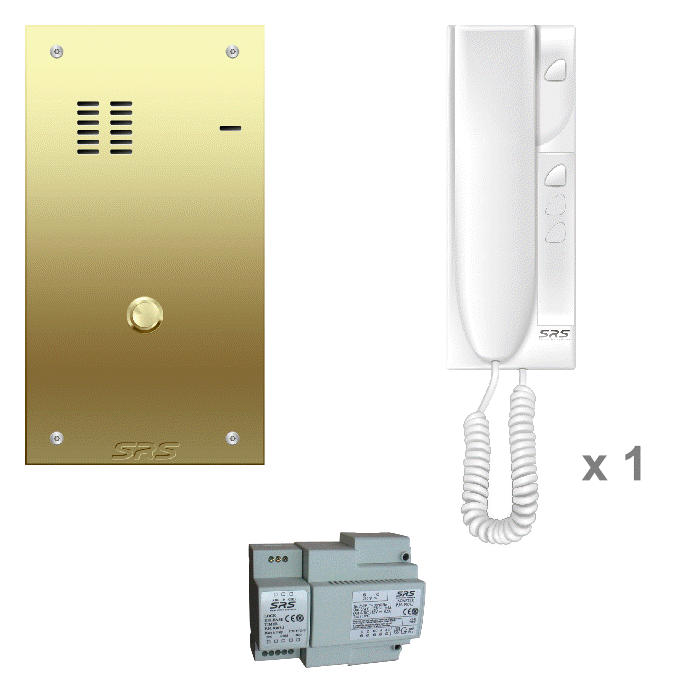 K6101 01 way VR door entry kit with Brass panel