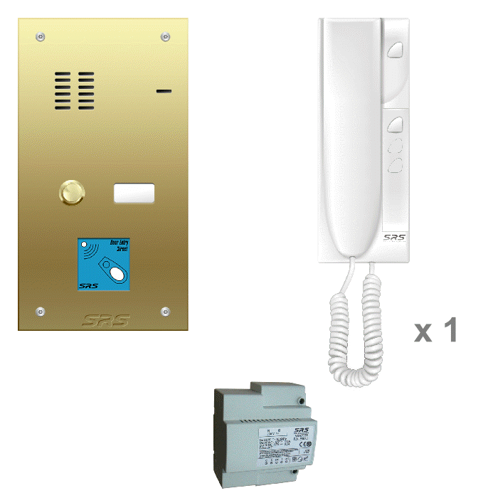 K6201/08 01 way VR door entry kit with name window Brass panel + Prox