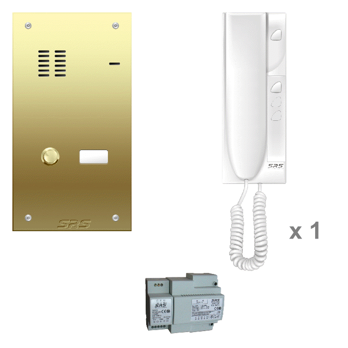K6201 01 way VR door entry kit with name window Brass panel