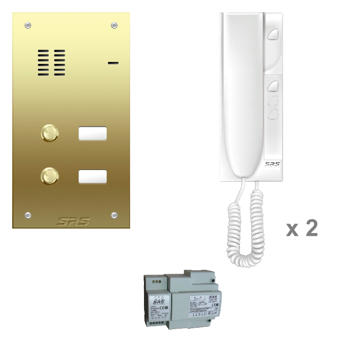 K6202 02 way VR door entry kit with name window Brass panel