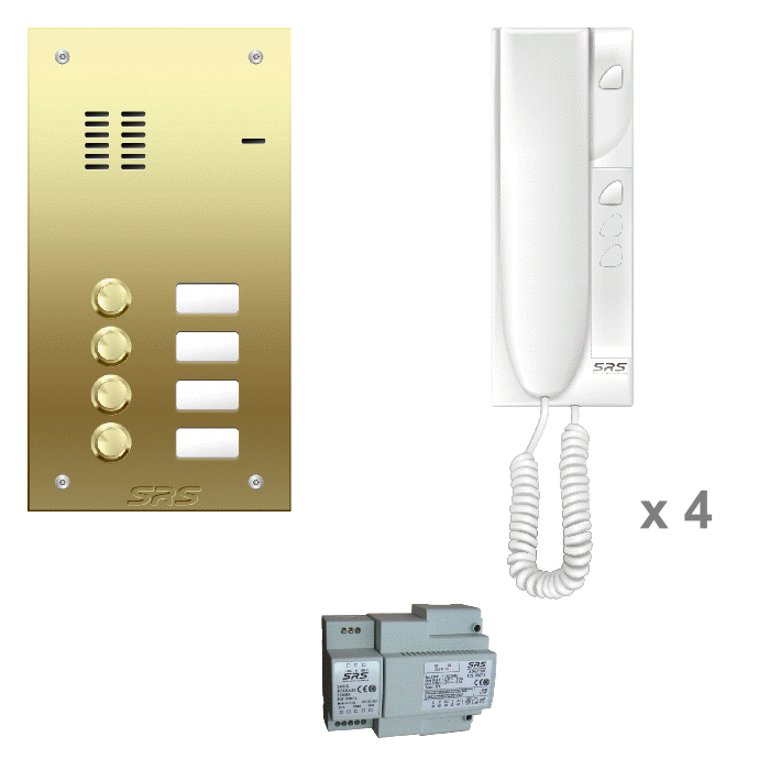 K6204 04 way VR door entry kit with name window Brass panel